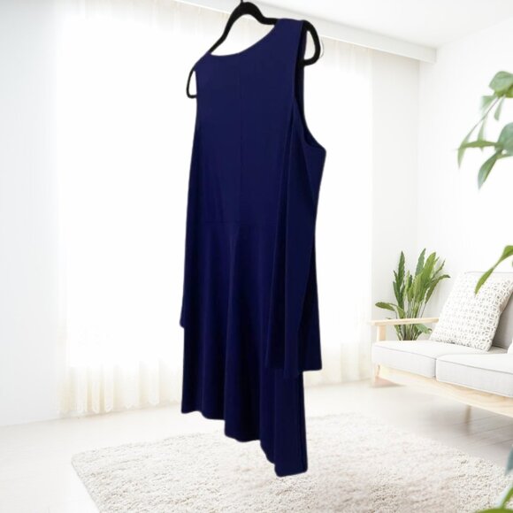 Navy Cold Shoulder Blouse – Size Medium – Metallic Neckline Detail, Flowy Sleeve - Picture 5 of 12